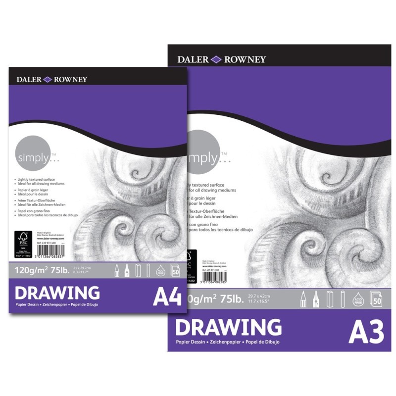 Bloc papier dessin Simply, Grain léger - 120gr