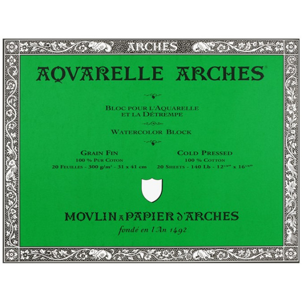 Bloc aquarelle Arches - grain fin 300gr