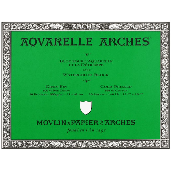 Bloc aquarelle Arches - grain fin 300gr