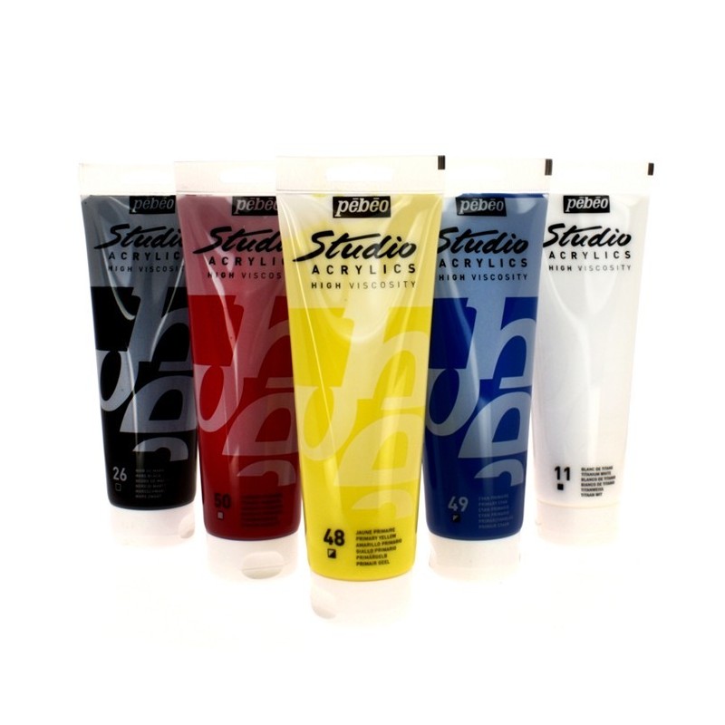 Pack de 5 tubes de peinture acrylique studio Pébéo