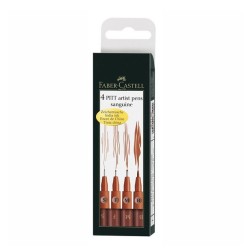 Pochette de 4 feutres Pitt Artist pens sanguine de Faber-Castell