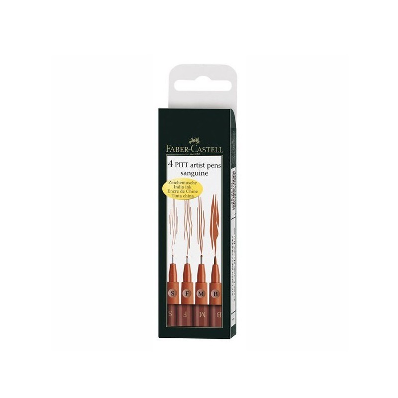 Pochette 4 feutres Pitt sanguine - Faber-Castell Pochette 4 feutres Pitt sanguine - Faber-Castell