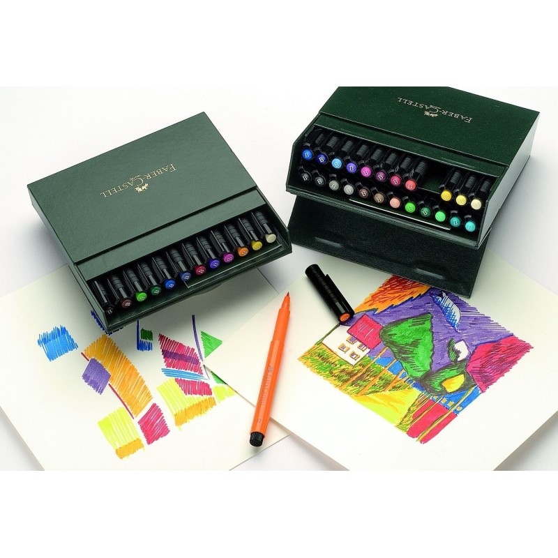 Studio box artist pen de 24 feutres PITT Artist de Faber-Castell