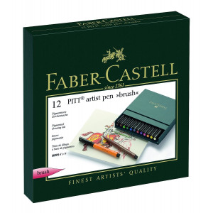 Stock Bureau - FABER-CASTELL Boite de feutres à pointe pinceau Pitt Artist  Pen 12 couleur Bright