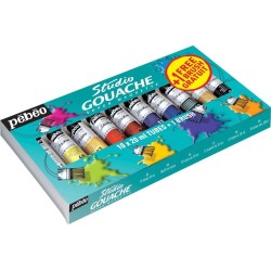 Gouache fine Studio - Assortiment peinture gouache et un pinceau gratuit