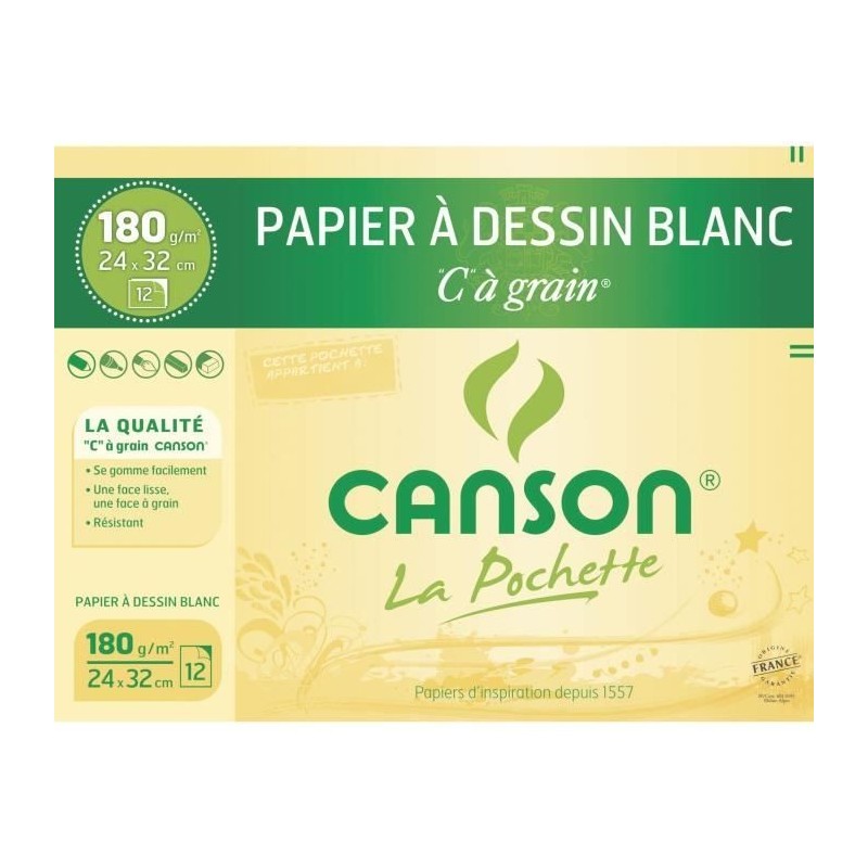 Pochette papier Canson C à grain 180gr/m²
