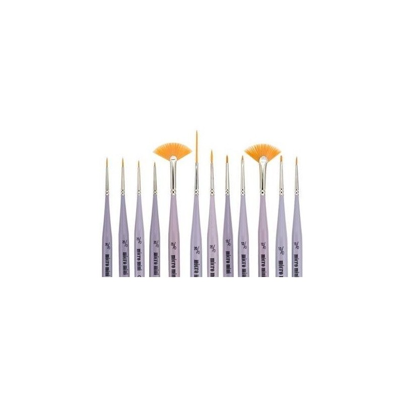 Set de 12 pinceaux miniatures travaux minutieux