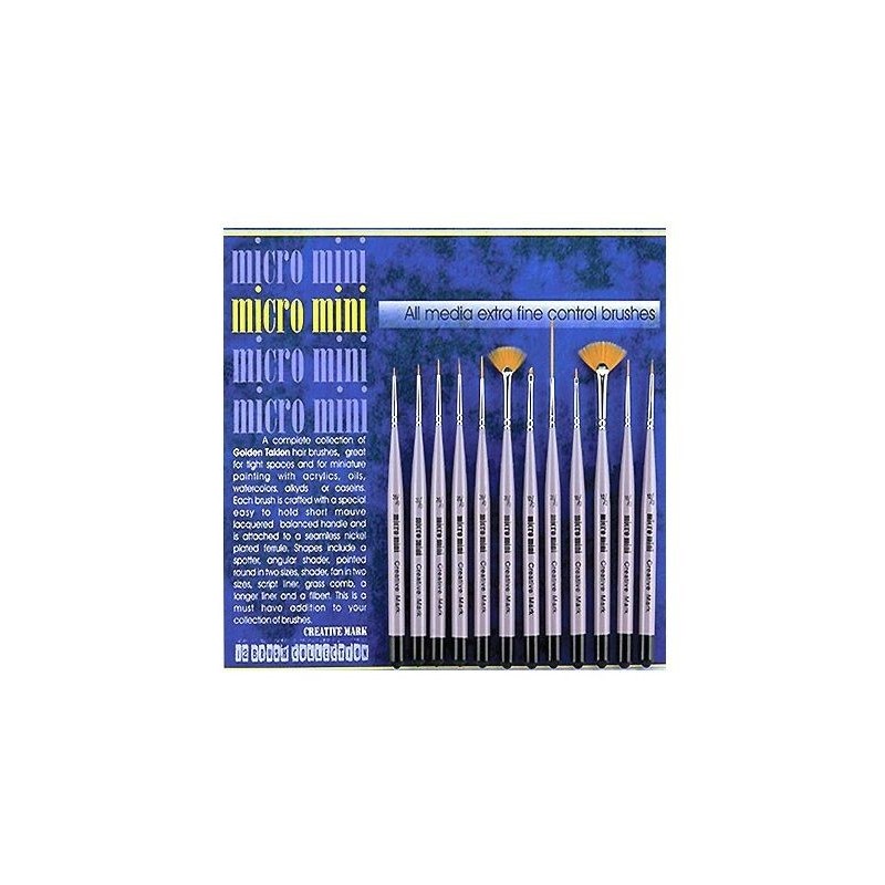 Set de 12 pinceaux miniatures travaux minutieux