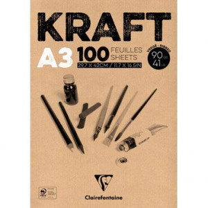 Bloc dessin en Kraft - 90gr  - Clairefontaine