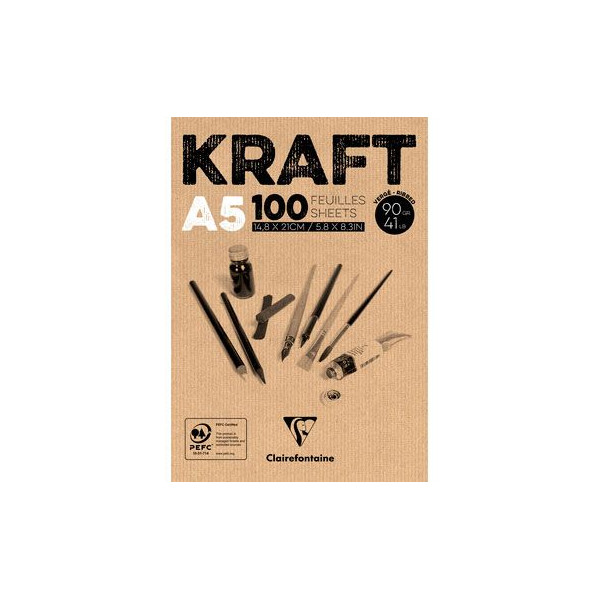 Bloc dessin en Kraft - 90gr  - Clairefontaine