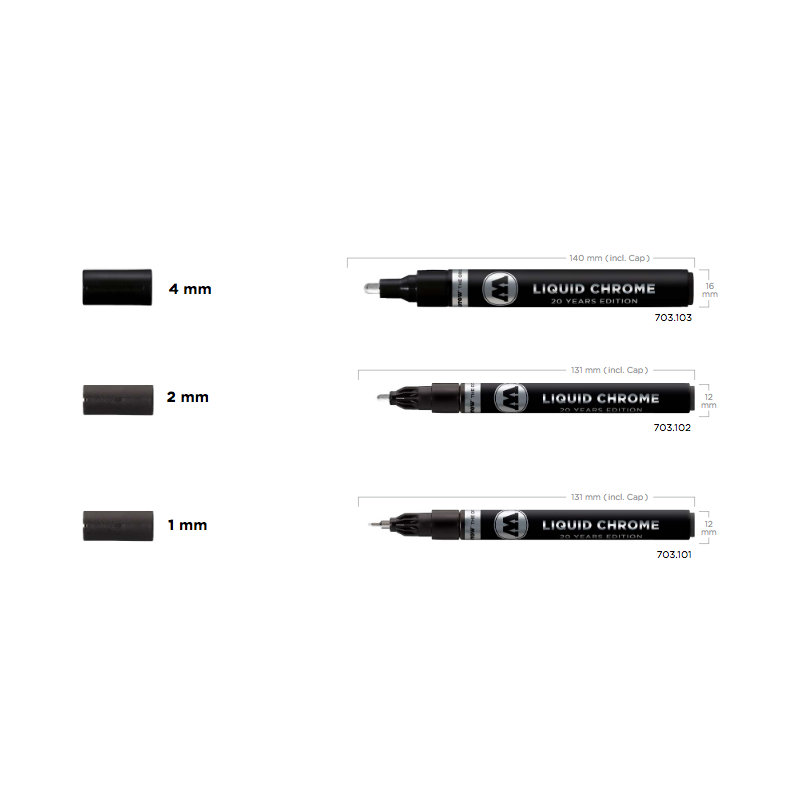 Marqueur Molotow LIQUID CHROME, encre chromé argent