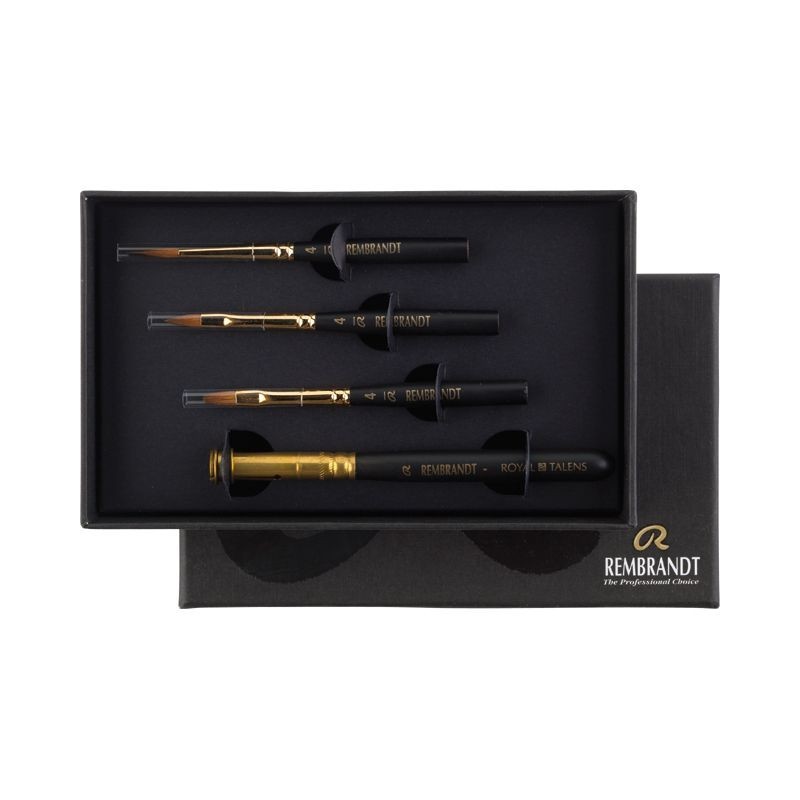 Set de 3 pinceaux de voyage Rembrandt en Martre + porte pinceau