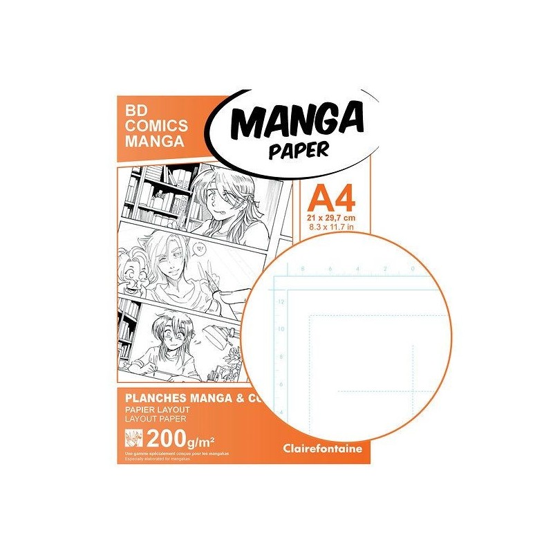 Papiers Manga, comicset BD avec repères et grille
