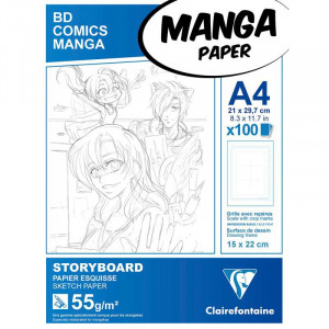 Planches esquisse Manga & BD avec repères - 55gr/m² - Clairefontaine