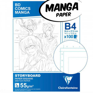 Planches esquisse Manga & BD avec repères - 55gr/m² - Clairefontaine