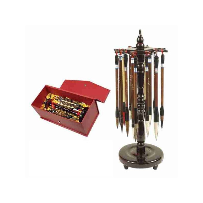 Coffret 18 pinceaux chinois Panda + tourniquet de rangement