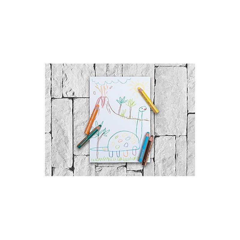 Set de 6 gros crayons Woody + taille crayon de Stabilo