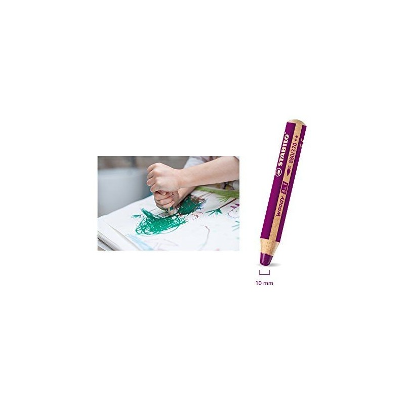 Set de 6 gros crayons Woody + taille crayon de Stabilo