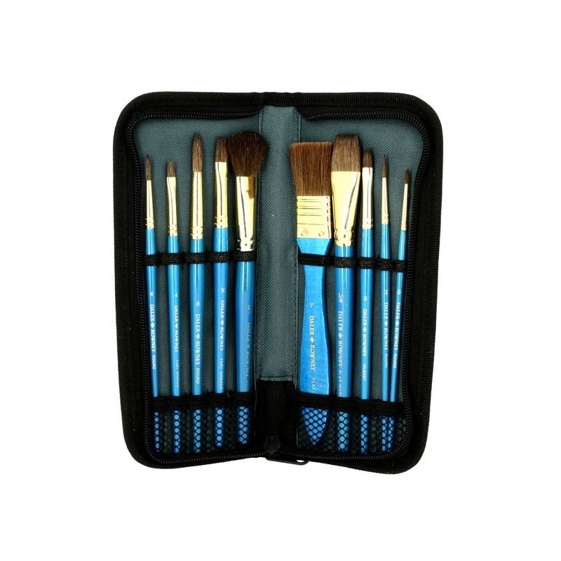 Trousse de 10 pinceaux en poils naturels pour aquarelle et gouache, Simply de Daler-Rowney