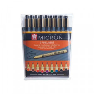 Set de 9 feutres de couleurs Pigma Micron