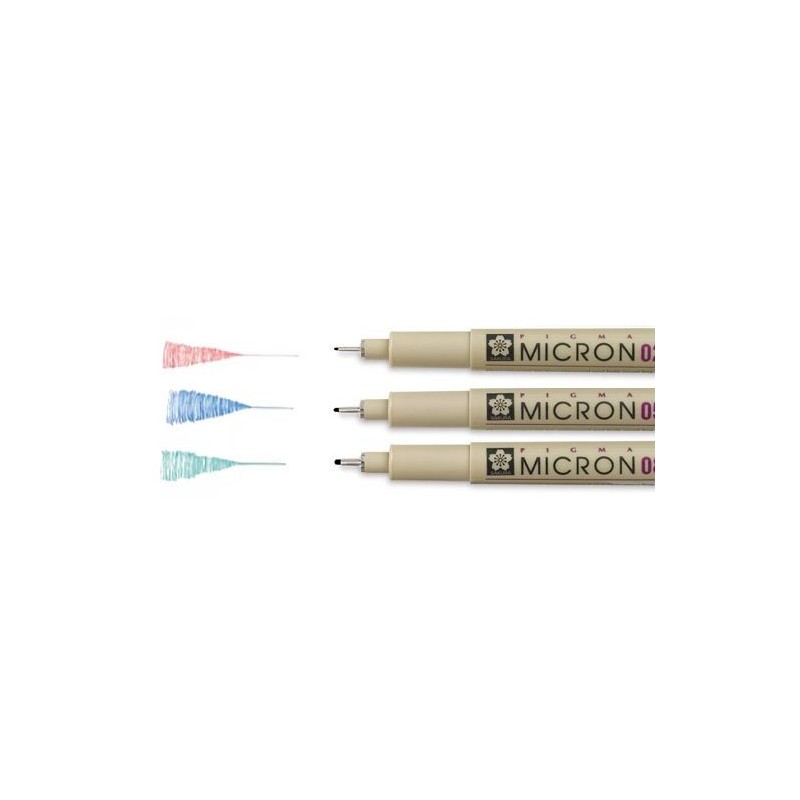 Feutres Pigma Micron calibrés de couleurs