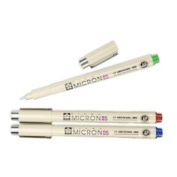 Feutres Pigma Micron calibrés de couleurs