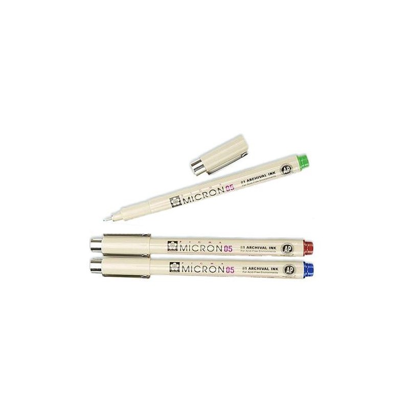 Feutres Pigma Micron calibrés de couleurs