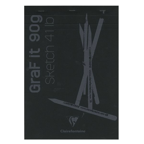 Bloc esquisse GRAF IT encollé noir - 80 feuilles 90g/m² - Clairefontaine