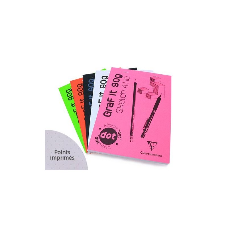 Bloc GRAF IT DOT agrafé - 80 feuilles 90g/m² - Clairefontaine