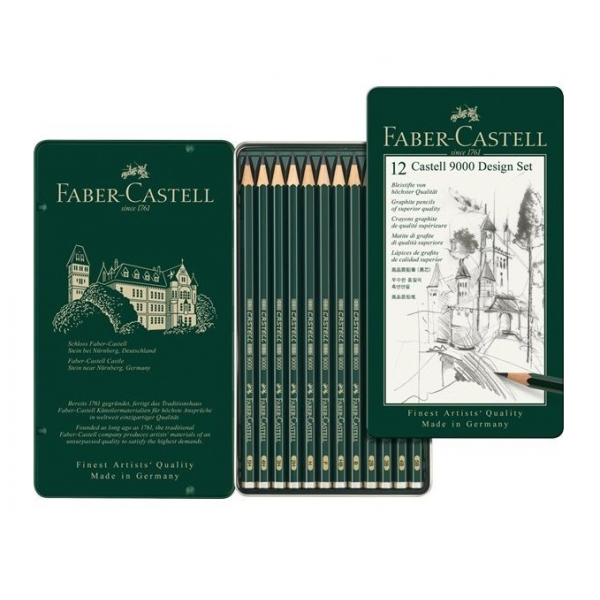 Boîte de 12 crayons graphite Castell 9000 - Design set - Faber-Castell -  Creastore