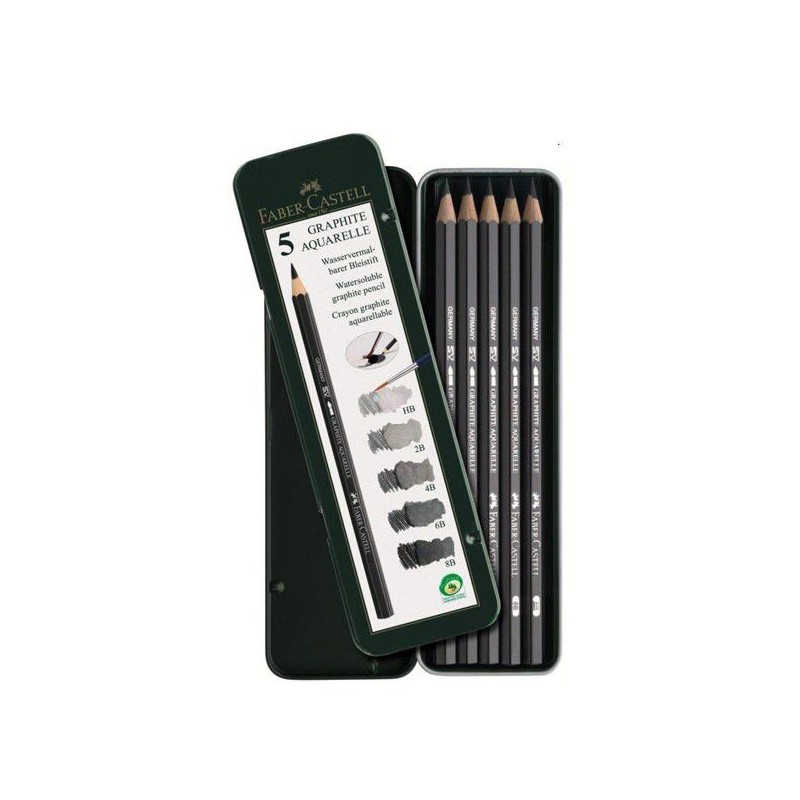 Boîte de 5 crayons graphite aquarelle PITT - Faber-Castell
