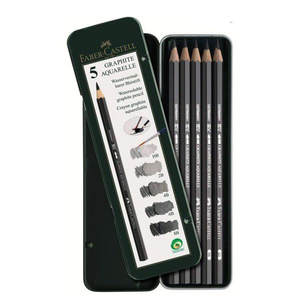 Boîte de 5 crayons graphite aquarelle PITT - Faber-Castell - Creastore