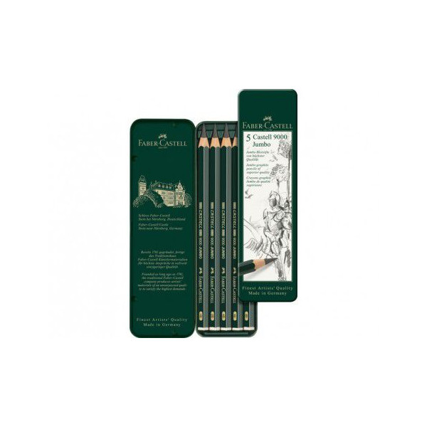 Boîte de 5 crayons Castell 9000 Jumbo - Faber-castell