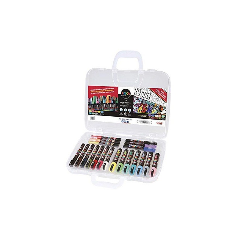 Mallette de 20 marqueurs POSCA assortis - Couleurs festives