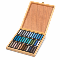 Coffret en bois contenant 36 pastels secs extra-fins de Blockx