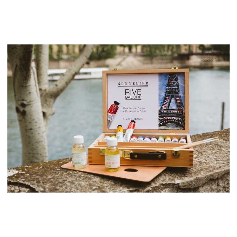 Coffret cadeau artistes en bois 12 tubes huile fine