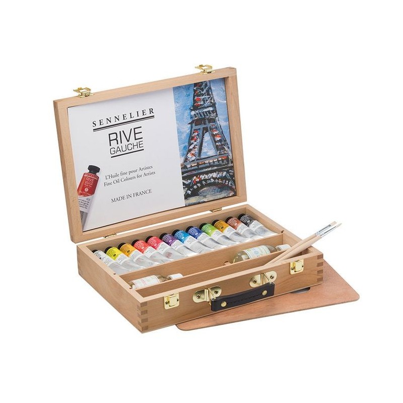 Coffret huile fine Sennelier Rive gauche en bois 