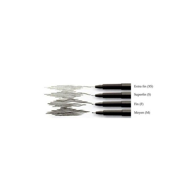 Pochette 4 feutres Pitt noir XS/S/F/M de Faber-Castell