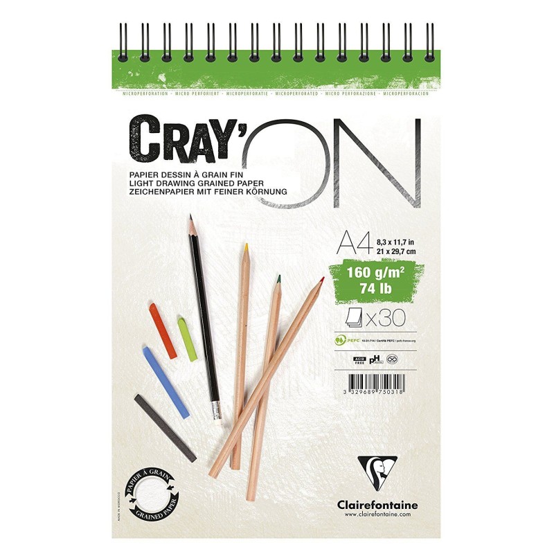 Bloc papier 160gr Cray'ON - Clairefontaine