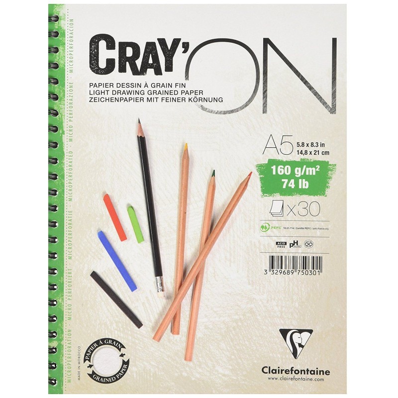 Bloc papier 160gr Cray'ON - Clairefontaine