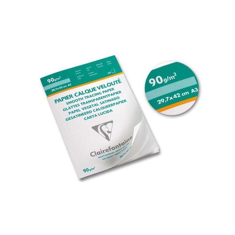 Bloc de papier calque transparent 90gr - Clairefontaine