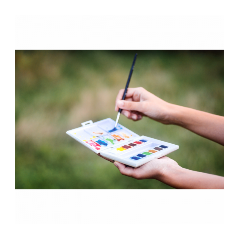 Boîte de voyage la petite aquarelle - 12 demi-godets - idéal pour aquarelliste nomade -  Aquarelle délicate et colorée - Senneli