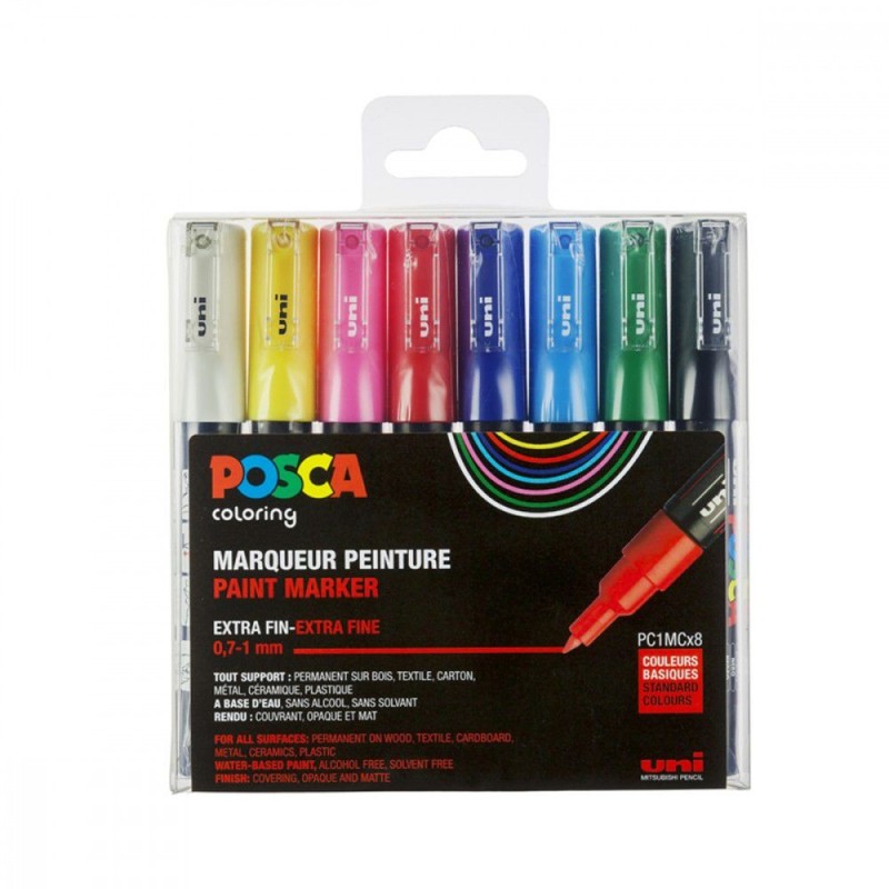 Set de 8 marqueurs POSCA PC-1MC pointes fines 0.7mm