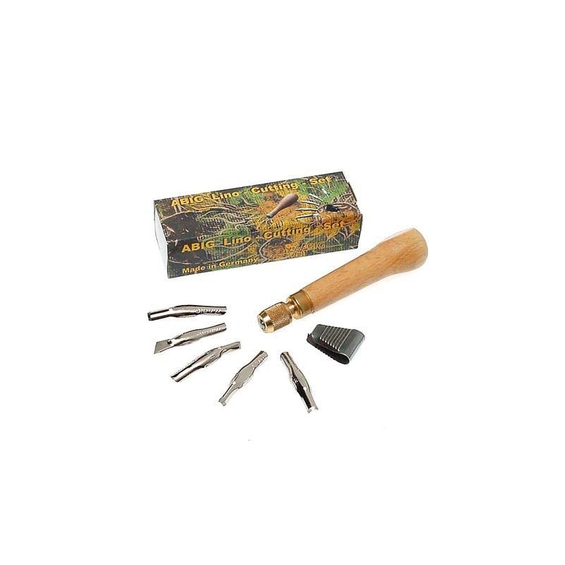 Assortiment gravure lino + manche en bois - Abig