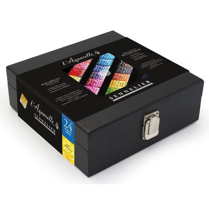Coffret aquarelle Sennelier extra-fine 24 demi-godets et accessoires