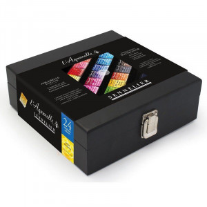 Coffret noir aquarelle extra-fine 24 demi-godets - Sennelier