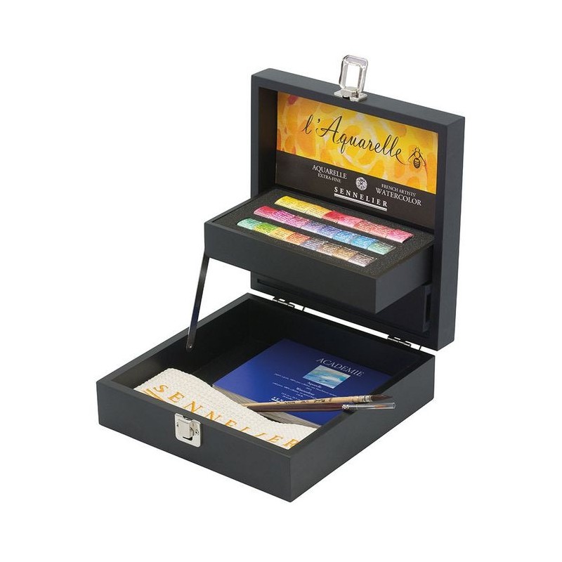 Coffret aquarelle Sennelier extra-fine 24 demi-godets et accessoires
