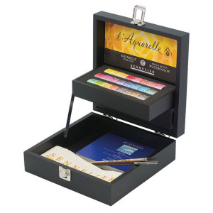 Coffret noir aquarelle extra-fine 24 demi-godets - Sennelier