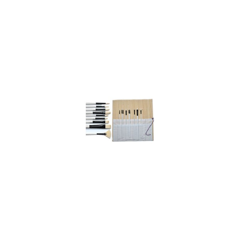 Kit Brosse Huile - Manche long – 9 brosses, pinceaux pour peinture à l'huile