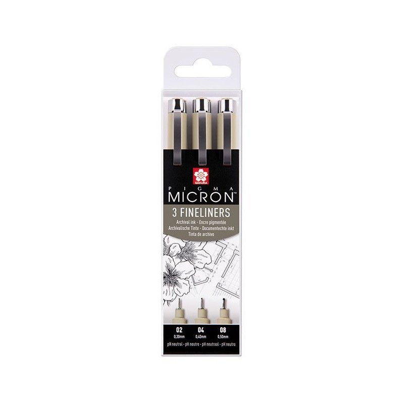 Set de 3 feutres Pigma Micron calibrés - Sakura